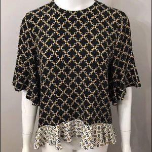 Zara Woman chain print ruffle blouse